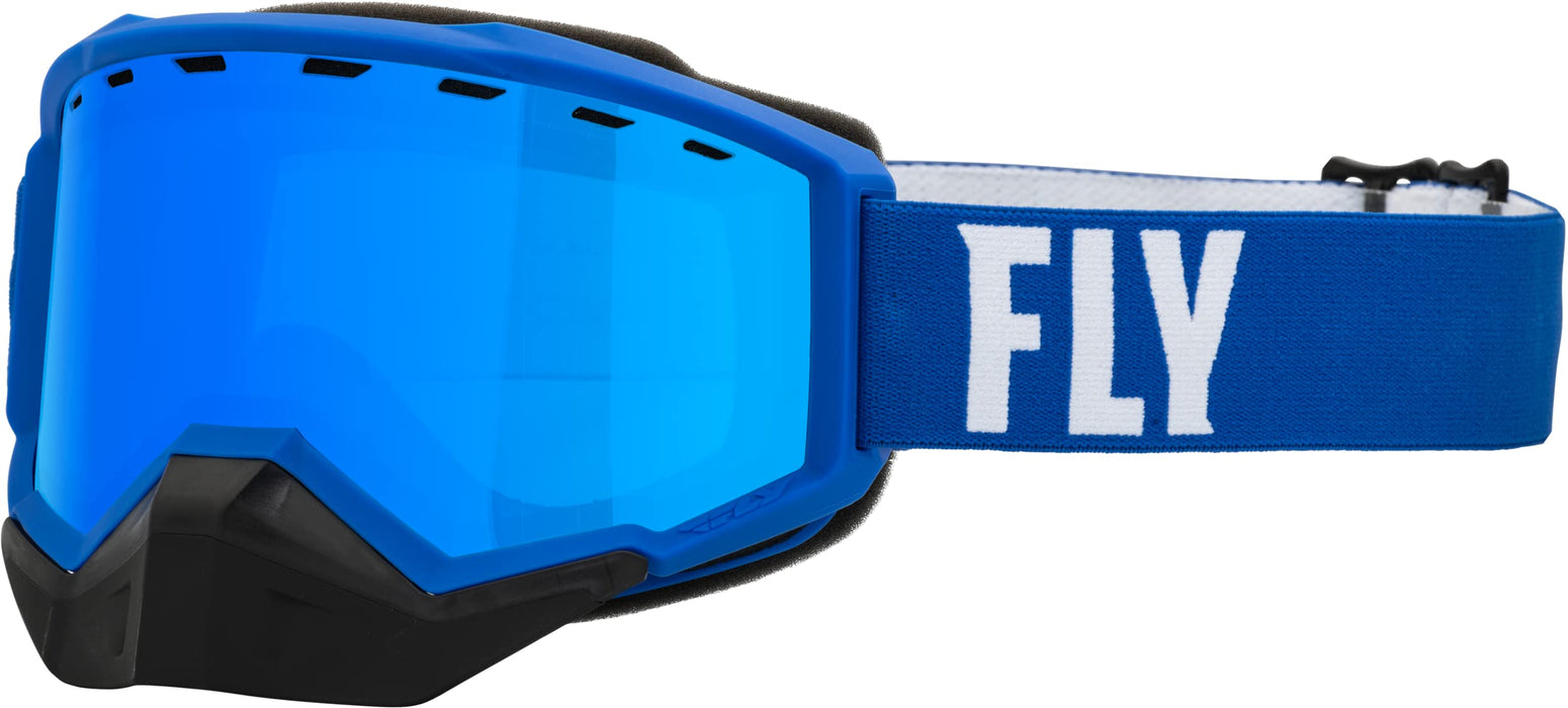 Fly Racing 2023 Focus Snow Goggle (Blue/White W/Sky Blue Mirror/Blue Lens, Adult)