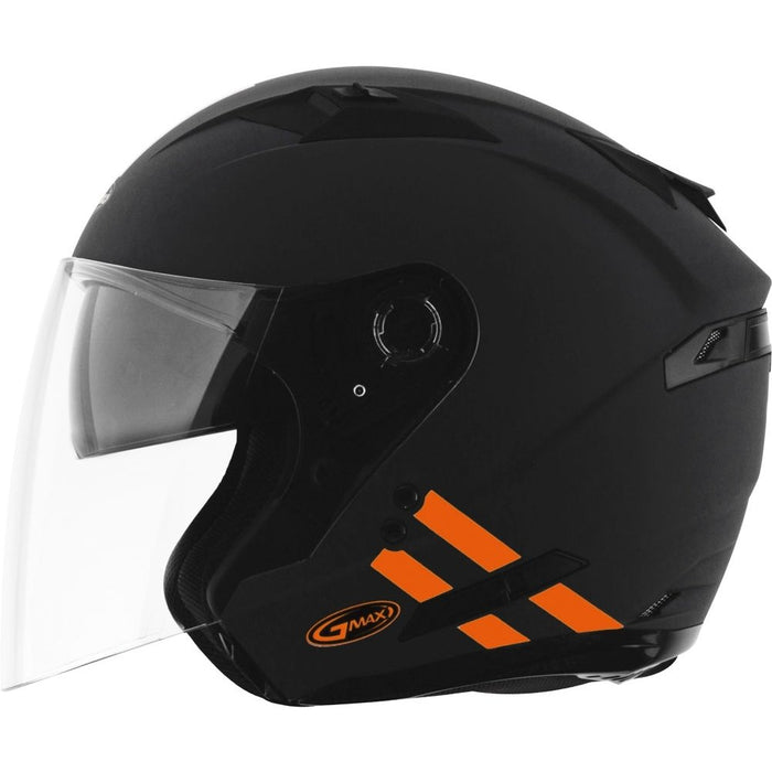 GMAX OF-77 Adult Downey Open-Face Motorcycle Helmet - Matte Grey/Orange / 3X-Large