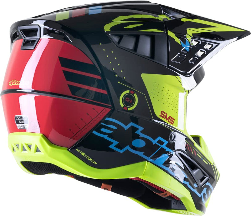 Alpinestars SM5 Action Helmet-Black/Cyan/Yellow Fluo-XS