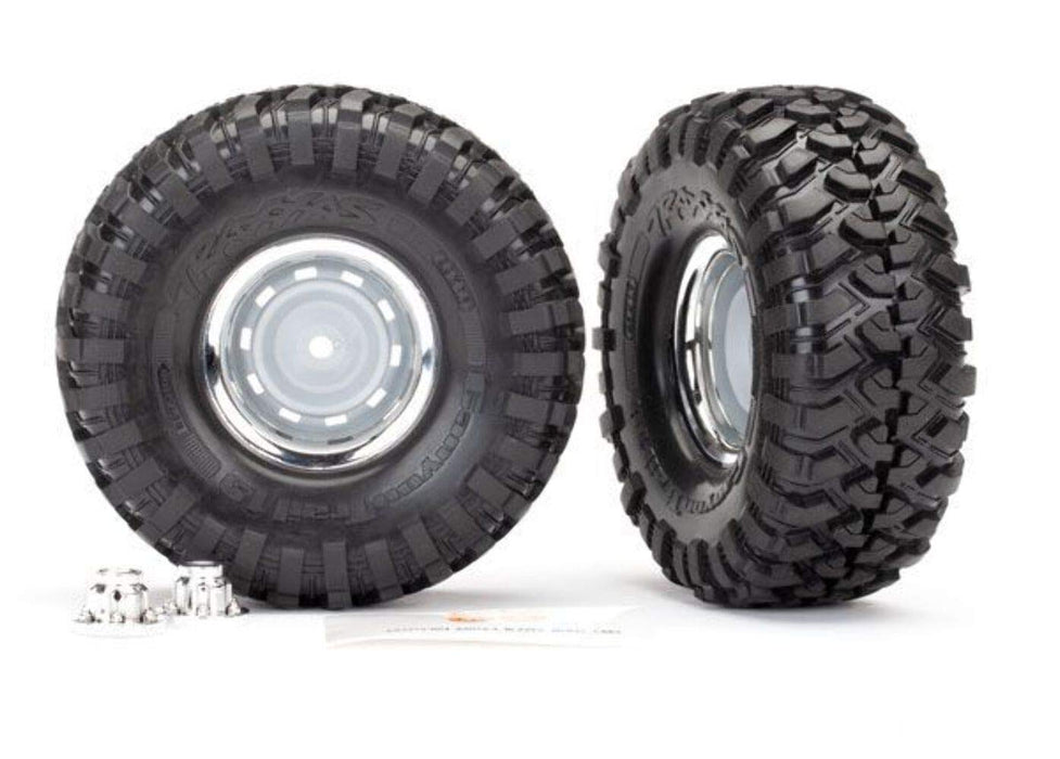 Traxxas TRA8166 Tires and Wheels Assembled glued (1.9' Chrome Wheels Canyon Trail 1.9 Tires)