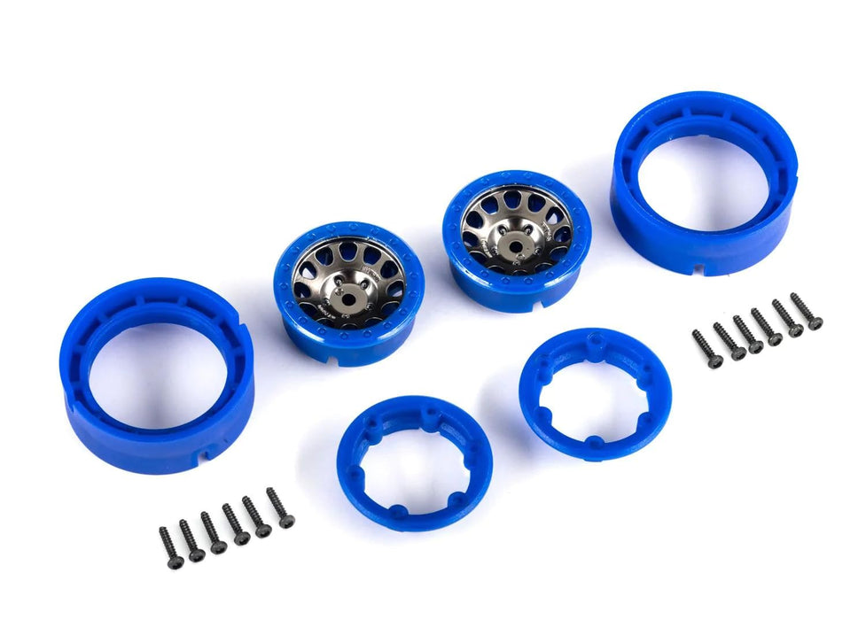 TRAXXAS Wheels 1.0' Method Race Wheels 105 Beadlock (satin black chrome with blue beadlock) (2)