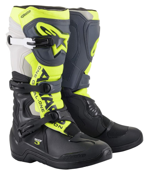 Alpinestars Tech 3 Boots Blk/Cool Grey/Ylw/Fluo Sz 15 (2013018-1055-15)