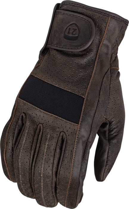 Highway 21 Men's Motorcycle Jab Full Perforated Gloves (Brown, Small)