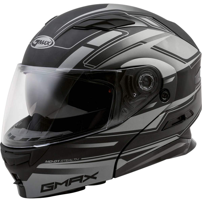 GMAX G1011396 Helmets, Matte Black/Silver, Large