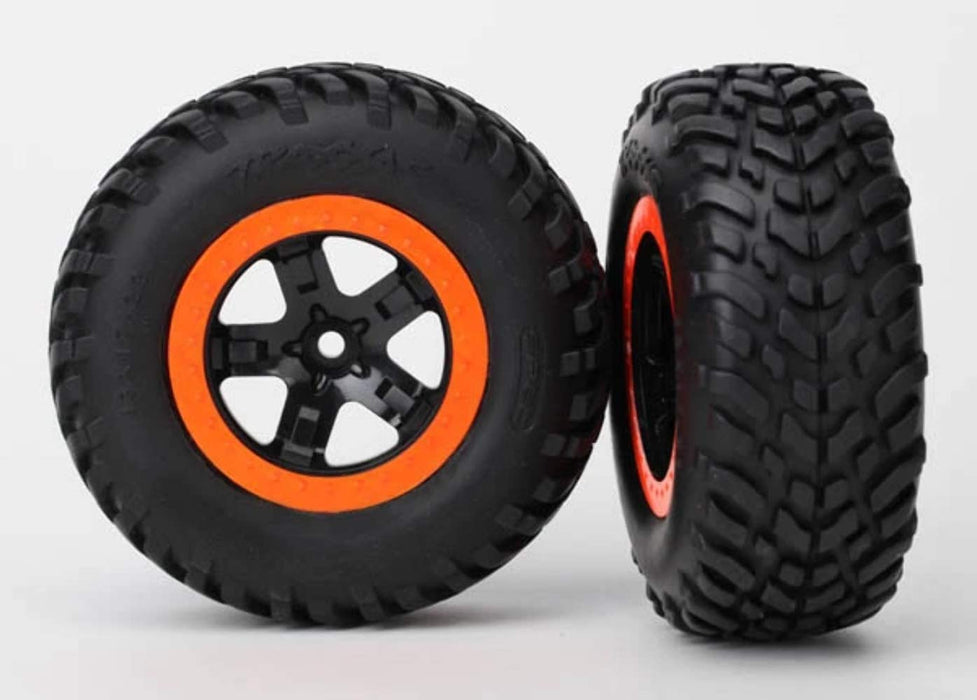 Traxxas Tires & Wheels Assbled Glued (Sct Blk/Orange Beadlock Wheels Foam Inserts (2) (4Wd F/R 2Wd Rear)