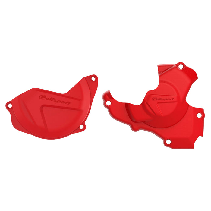 Polisport Clutch and Ignition Cover Protector Kit (Red) - Compatible with Honda CRF 450R (2010-2016)