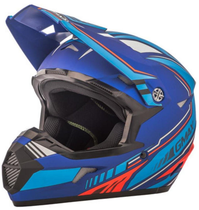 GMAX unisex-adult full-face-helmet-style Helmet (Mx46 Uncle) (Flat Blue/Hi-Vis Red, XX-Large)