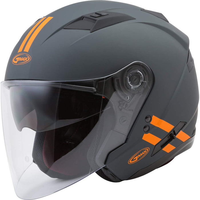 GMAX OF-77 Adult Downey Open-Face Motorcycle Helmet - Matte Grey/Orange/X-Large