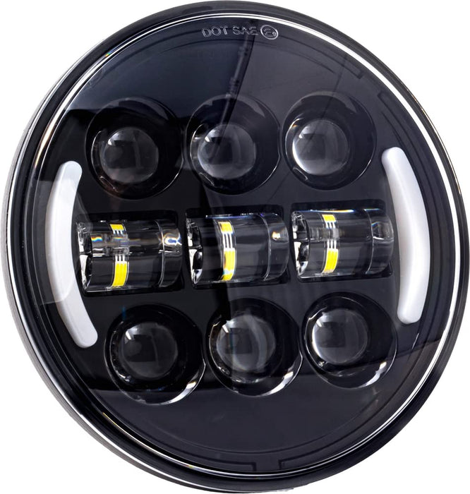 Letric Lighting Co. LLC-DHL-5TS 5.75in. LED Headlight - Deluxe LED with Integrated Switchback Turn Lights - Black