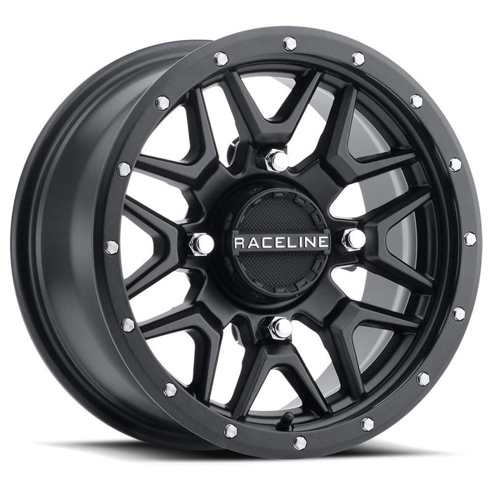 Full Set of Raceline Krank Wheels (4) BLACK 15x7 / 4/137 (5+2) +10MM