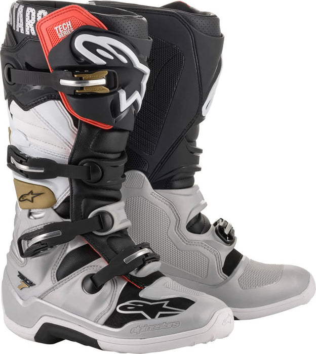 Alpinestars 2012014-1829 Men's Tech 7 Motocross Boot, Black/Silver/White/Gold, 10