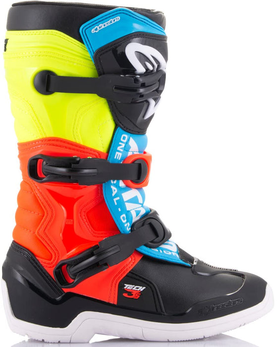 Alpinestars Tech 3S Youth Boots Blk/Ylw Fluo/Red Fluo (Size 6) (2014018-1538-6)