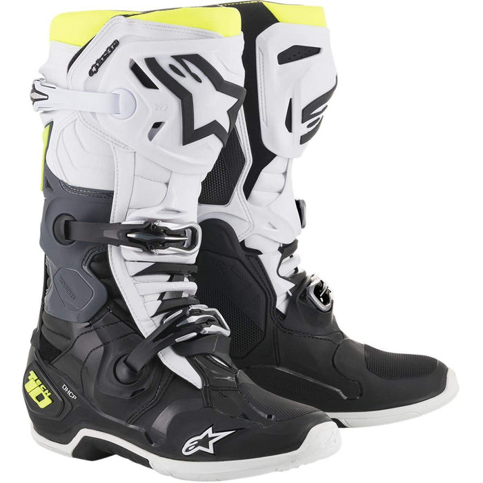 Alpinestars Tech 10 Boots Black/White/Yellow Size 12 482-01412