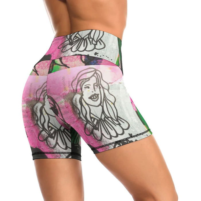 High Waisted Biker Shorts for Women - Buttery Soft Yoga Workout Printed ShortsGraffiti04