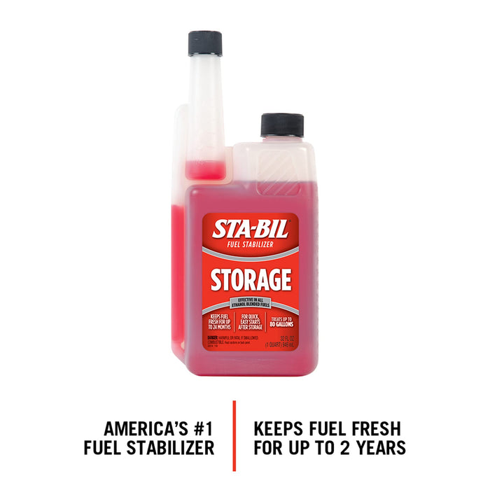 STA-BIL Storage Fuel Stabilizer - Keeps Fuel Fresh for 24 Months - Prevents Corrosion - Gasoline Treatment that Protects Fuel System - Fuel Saver - Treats 80 Gallons - 32 Fl. Oz. (22287)