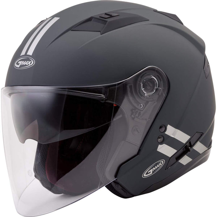 GMAX OF-77 Adult Downey Open-Face Motorcycle Helmet - Matte Grey/Silver / 2X-Large