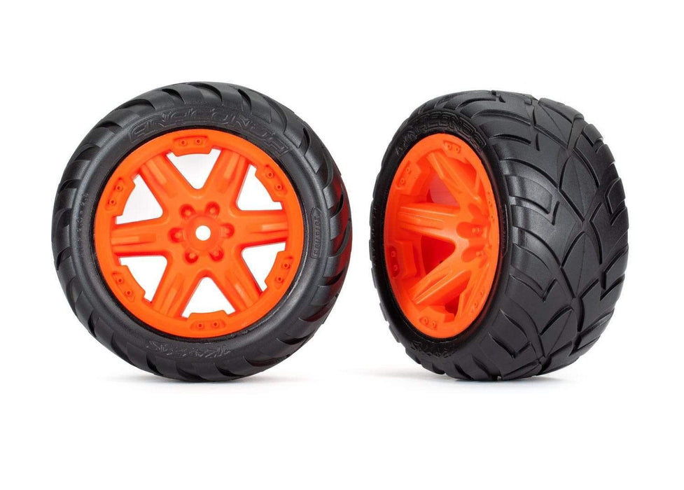 Traxxas 6775A Tires & Wheels 2.8" RTX Orange Wheels Anaconda Tires Assembled TSM Rated 4WD Front/Rear 2WD Rear TRA6775A