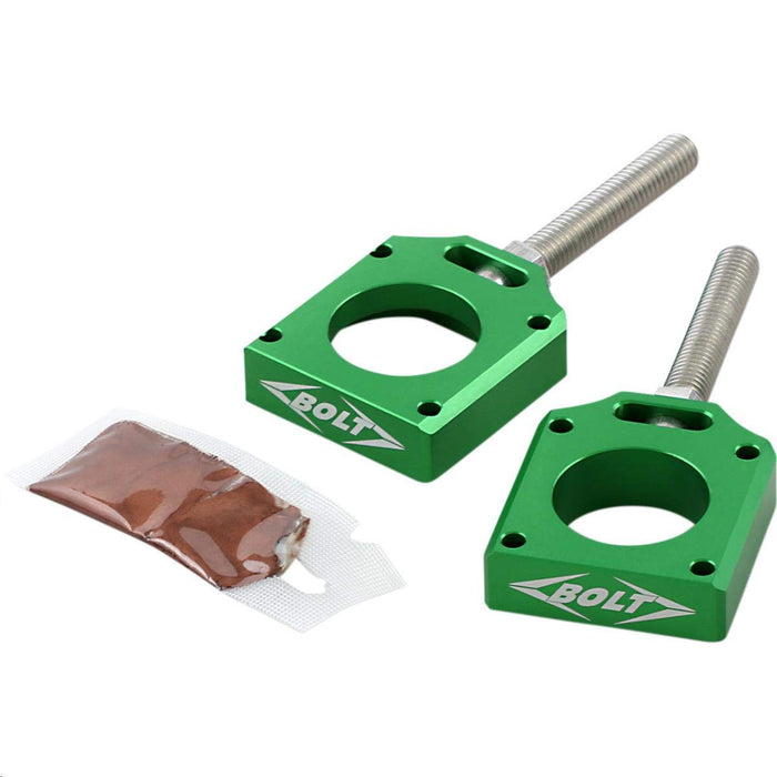 Bolt Mc Hardware Chad-Kx2.Gr Kawasaki Kxf Chain Adjuster Blocks, Green CHAD-KX2.GR
