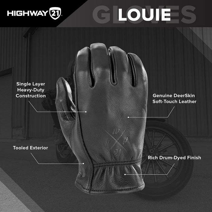 Highway 21 Men's Motorcycle Louie Gloves (Black/Tan, 2X-Large)