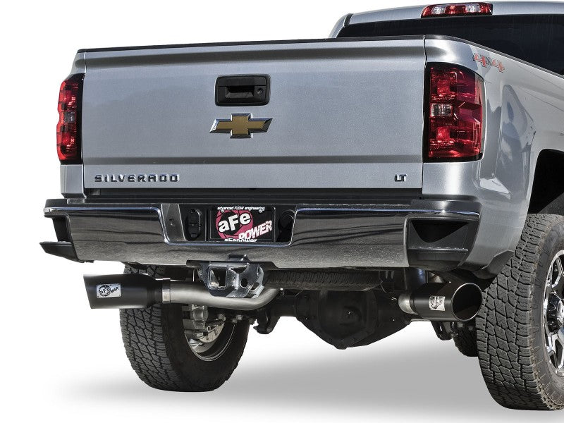 aFe Atlas Exhaust 4in Dual DPF-Back Al Steel w/ Black Tips 16-17 GM Diesel Truck V8-6.6L (td) LML 49-04080-B