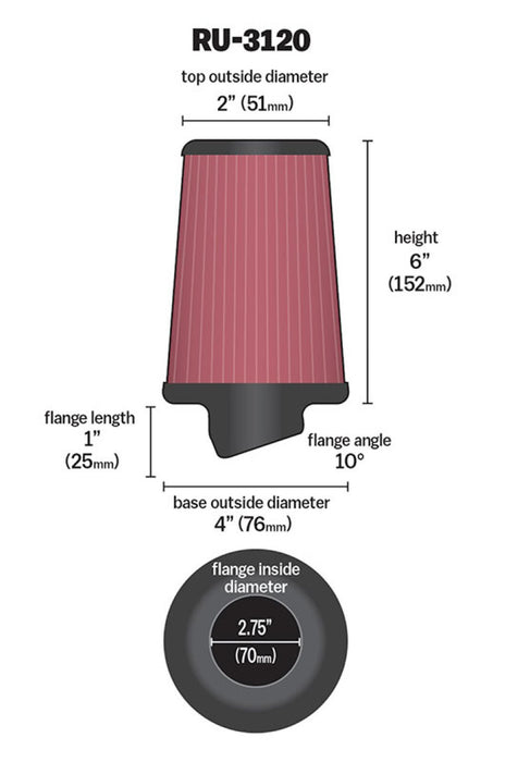 K&N Universal Clamp-On Air Intake Filter: High Performance Premium Washable,