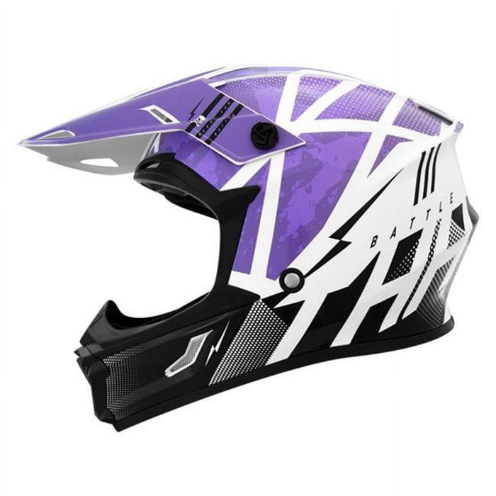 THH T-710X Battle Youth MX Offroad Helmet Purple/Black LG