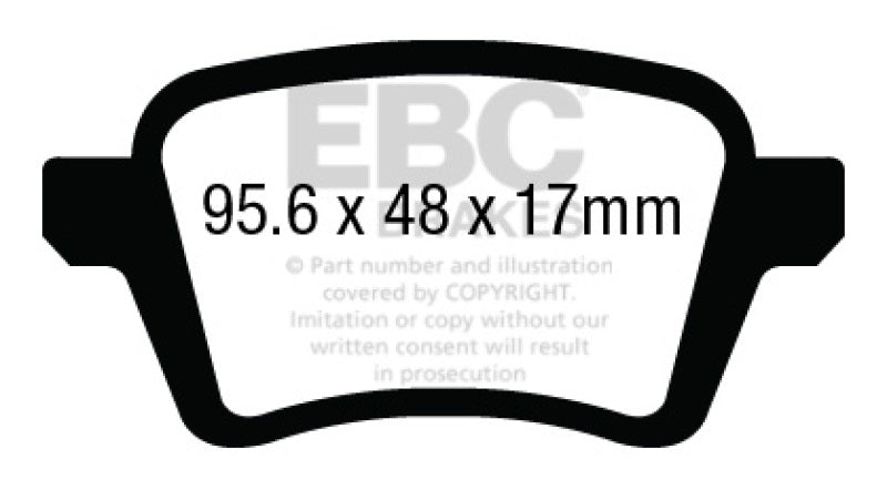 EBC 13+ Fiat 500L 1.4 Turbo Ultimax2 Rear Brake Pads UD1722