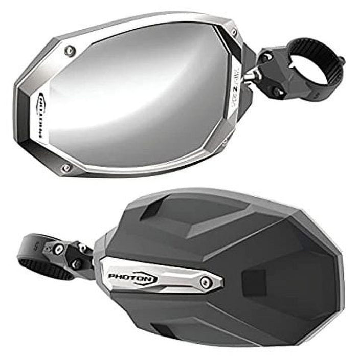 Seizmik Photon UTV Side View Mirror for 1.875 Inch and 2 Inch Round Tube UTV Models | Cast Aluminum | Fits select Yamaha, Can Am, Kawasaki, Kubota and Honda Models