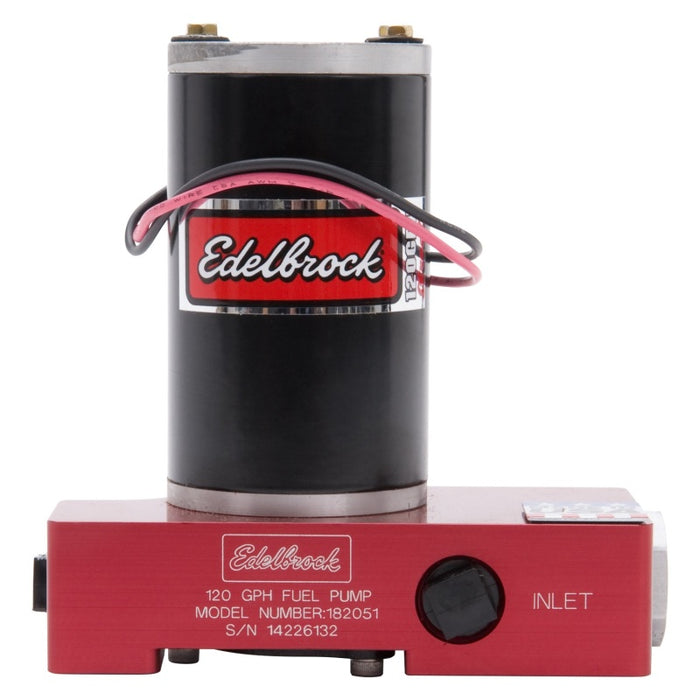 Edelbrock Fuel Pump Electric Quiet-Flo Carbureted 120GPH 3/8In In 3/8In Out 120 GPH Red 182051