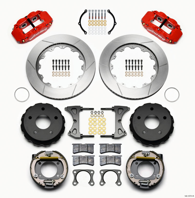 Wilwood Narrow Superlite 4R Rear P-Brk Kit 14.00in Red Big Ford 2.00in Off Bronco 5 x 5.50 140-13731-R