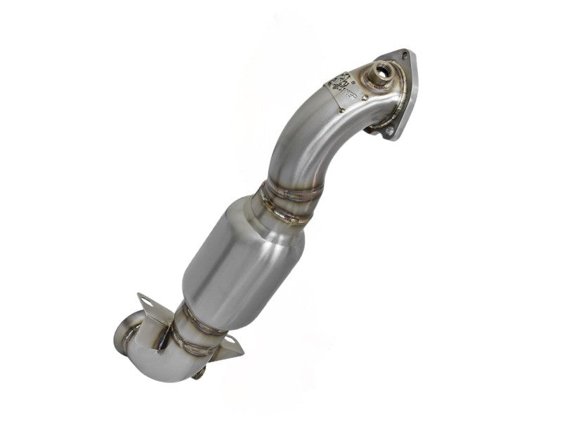 aFe 09-13 MINI Cooper S (R56) L4 1.6L (t) Twisted Steel Down Pipe 2-1/2in 304 Stainless Steel w/ Cat 48-36318-1HC