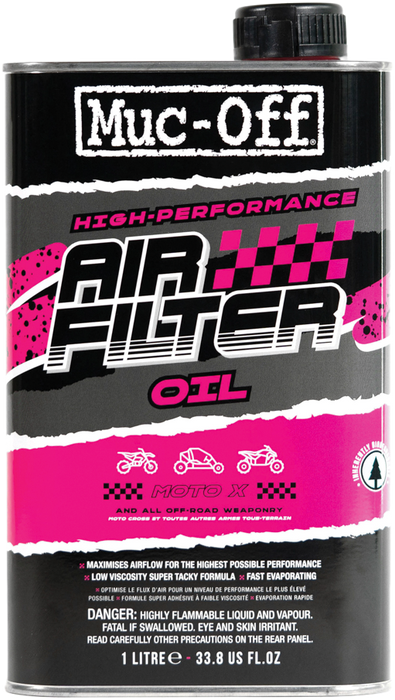 Muc-Off Air Filter Oil, 1 Liter - Advanced Motorcycle Oil for Foam Air Filters - Engine Filter Oil for Motocross, MX, Dirt Bike