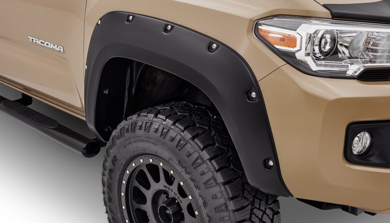 Bushwacker Pocket/Rivet Style Front Fender Flares 2-Piece Set, Black, Smooth Finish Fits 2016-2022 Toyota Tacoma 30047-02