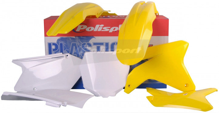 Polisport Full Plastic Kit for Suzuki RMZ450 (2005-2006) OEM Quality Restyling Kit with Superior Fit, Flexibility, and Durability (Yellow/White)