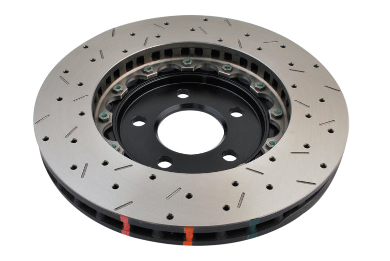 DBA 05-10 Ford Mustang GT / 11-13 V6 Front Drilled & Slotted 5000 Series 2 Piece Rotor w/ Black Hat 52113BLKXS