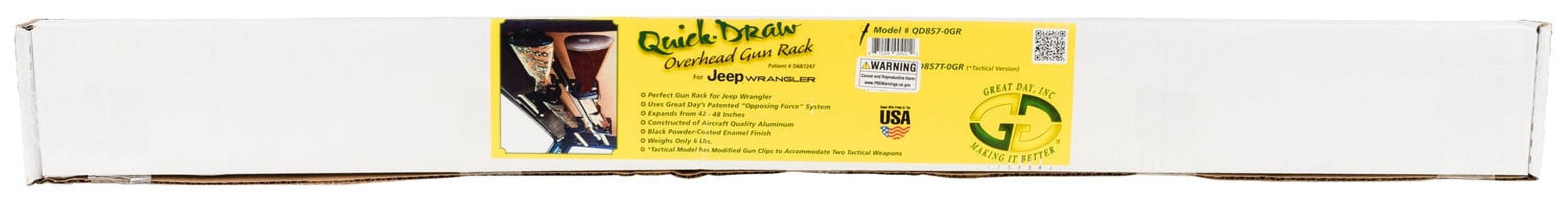 GREAT DAY QUICKDRAW OVERHEAD GUN RACK JEEP WRANGLER ALUMINUM BLK