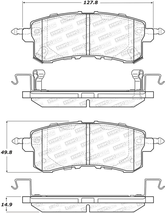 StopTech Sport Brake Pads w/Shims and Hardware Rear 309.151