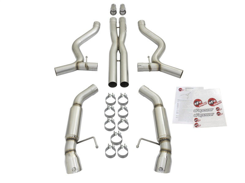 aFe MACHForce XP 3in Aggressive Toned Cat-Back Exhausts w/ Polished Tips 15-17 Ford Mustang V6/V8 49-33088-P