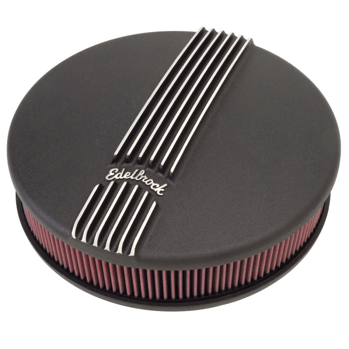 Edelbrock Air Cleaner Classic Series Round Aluminum Top Cloth Element 14In Dia X 3 9In Black 41173