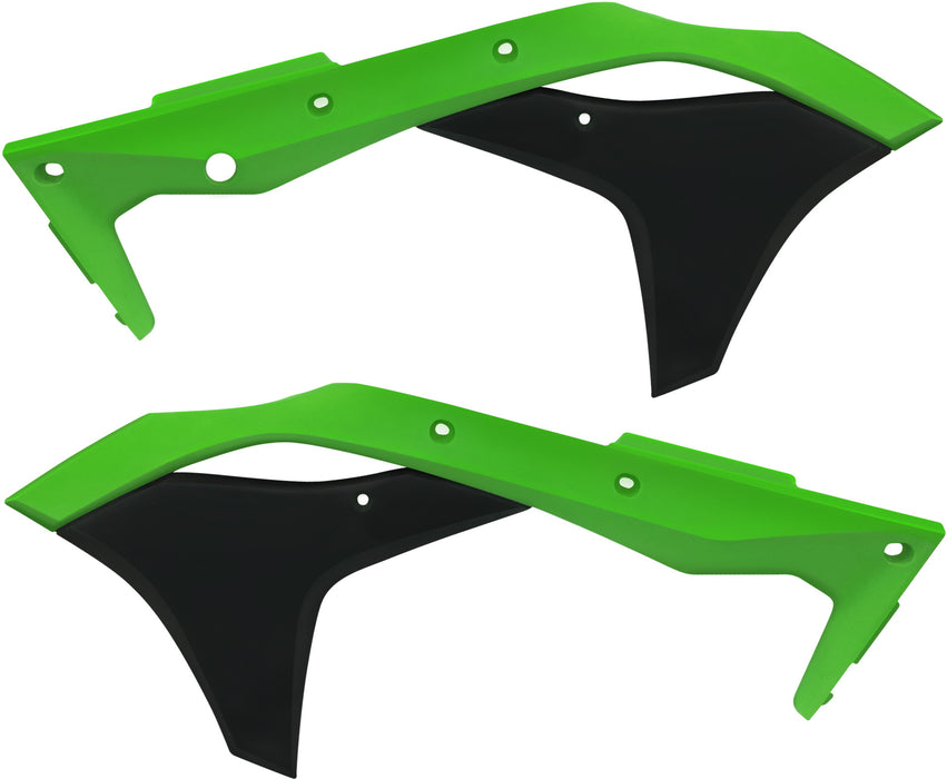 Acerbis Radiator Shrouds For Kawasaki - Green/Black (2630611089)