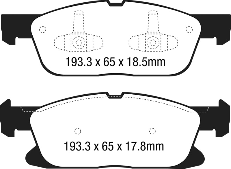 EBC 15+ Ford Edge 2.0 Turbo FWD Greenstuff Front Brake Pads DP23046