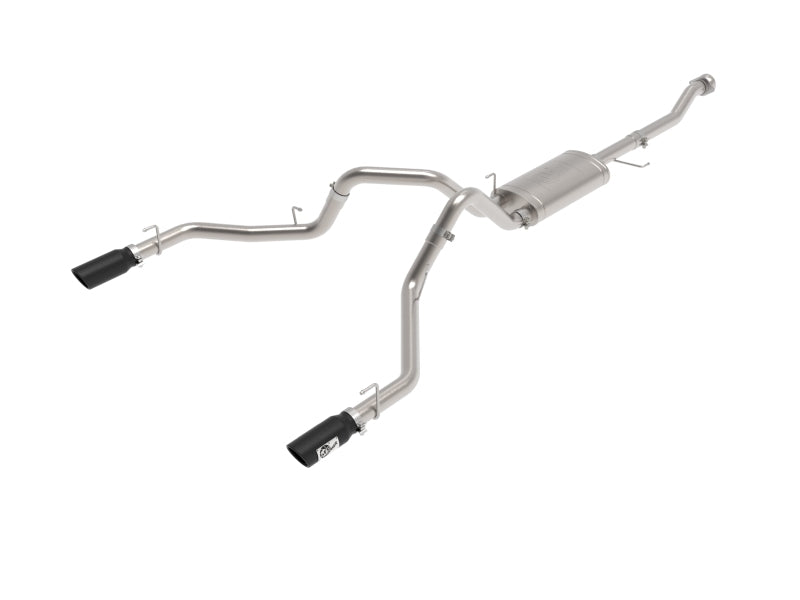 aFe Vulcan 3in 304 SS Cat-Back Exhaust 2021 Ford F-150 V6 2.7L/3.5L (tt)/V8 5.0L w/ Black Tips 49-33127-B