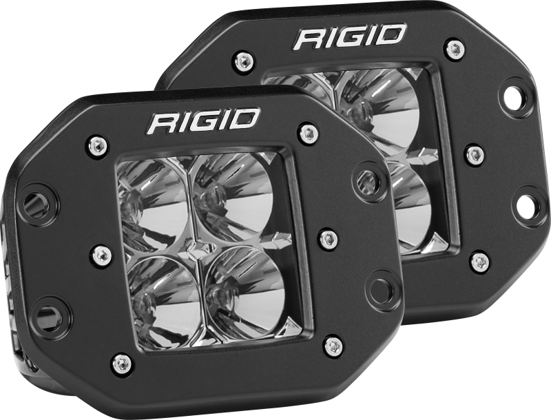 Rigid D-Series Pro Led Light, Flood Optic, Flush Mount, Pair 212113