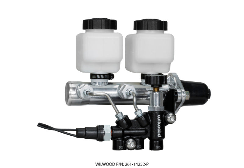 Wilwood Tandem Remote M/C Kit w L/H Brkt & Prop Valve 1 1/8in Bore Ball Burnished 261-14252-P