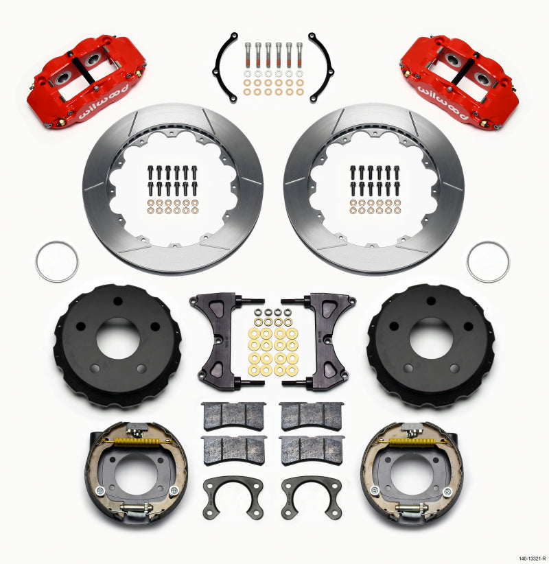 Wilwood Narrow Superlite 4R Rear P-Brk Kit 12.88in Red Small Ford 2.36in Off Bronco 5 x 5.50 140-13321-R