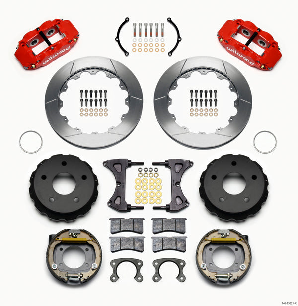 Wilwood Narrow Superlite 4R Rear P-Brk Kit 12.88in Red Small Ford 2.36in Off Bronco 5 x 5.50 140-13321-R