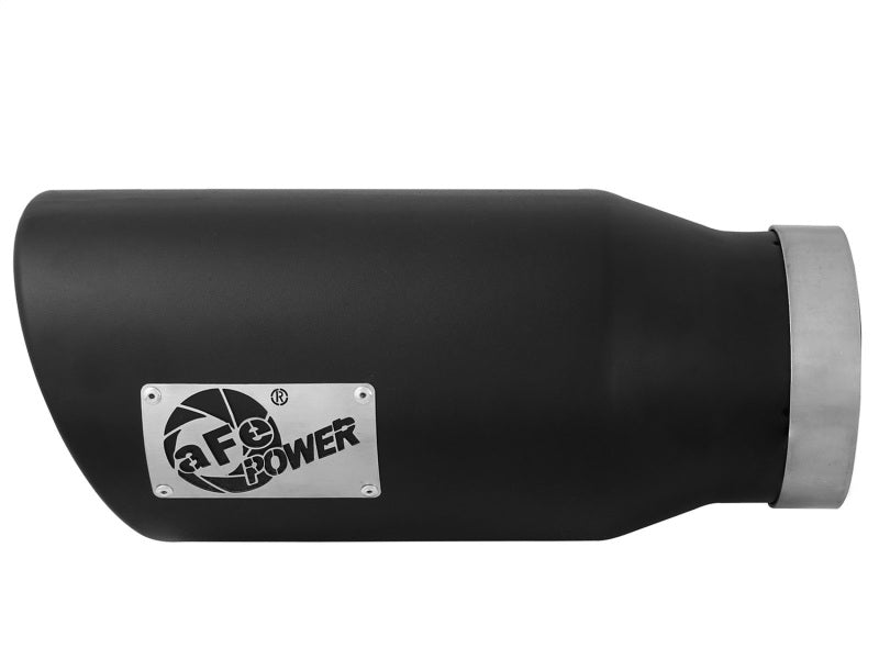 aFe POWER MACH Force-Xp 5in 304 Stainless Steel Exhaust Tip 5In x 7Out x15Lin Bolt-On Right-Blk 49t50702-b15