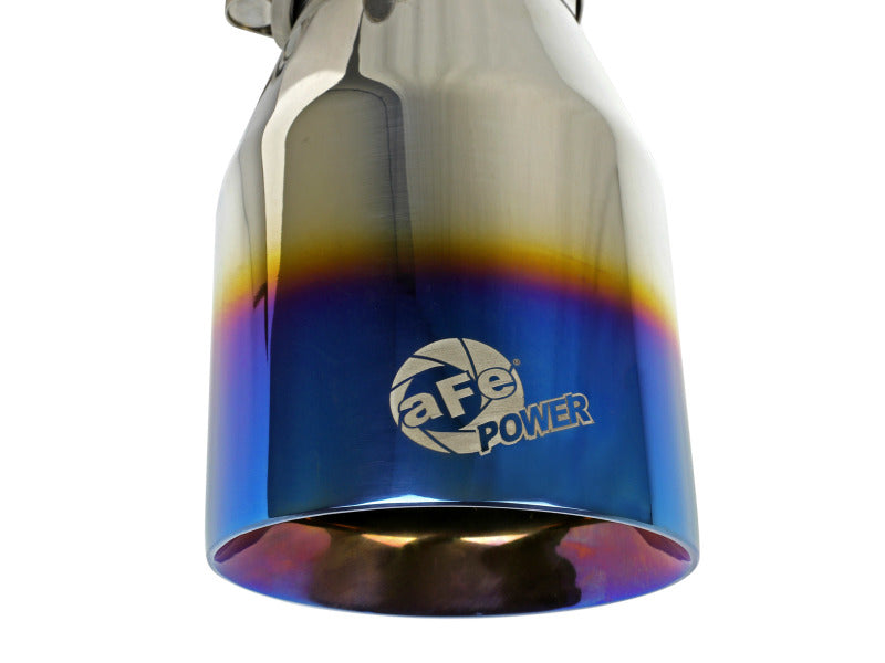 aFe Mach Force XP 304 Stainless Steel Clamp-On Exhaust Tip 2.5in Inlet / 4in Outlet Blue Flame 49T25404-L071