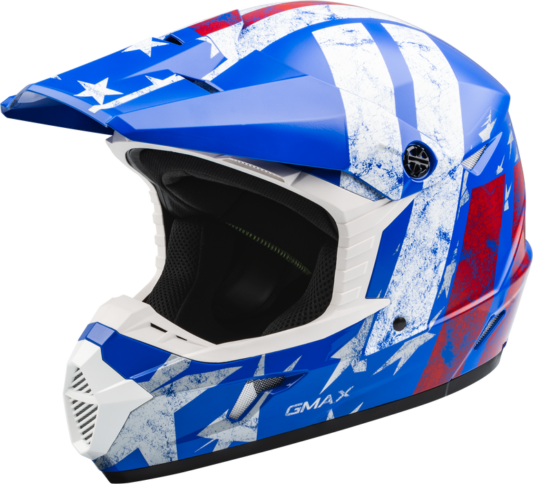 GMAX MX-46 Patriot Full Face Off-Road Helmet - Red/White/Blue (Youth Small)