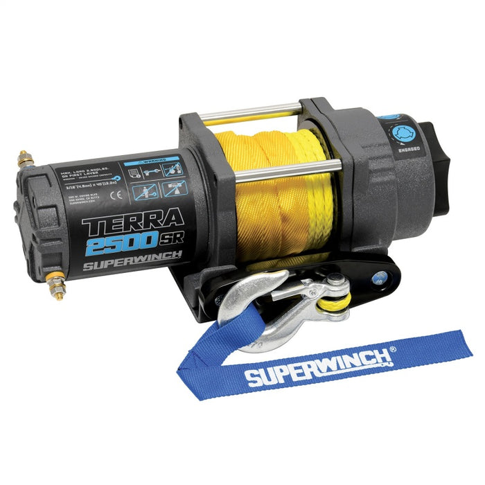 Superwinch 2500 LBS 12V DC 3/16in x 40ft Synthetic Rope Terra 2500SR Winch Gray Wrinkle 1125270